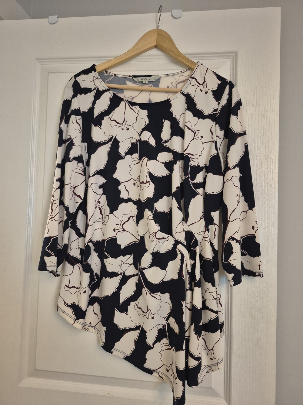 Cleo Black & Cream Floral Asymmetrical Tunic
